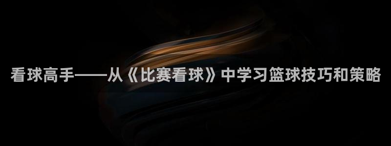 梦想国际pg怎么下载软件：看球高手——从《比赛看球》中学习篮球技巧和策略